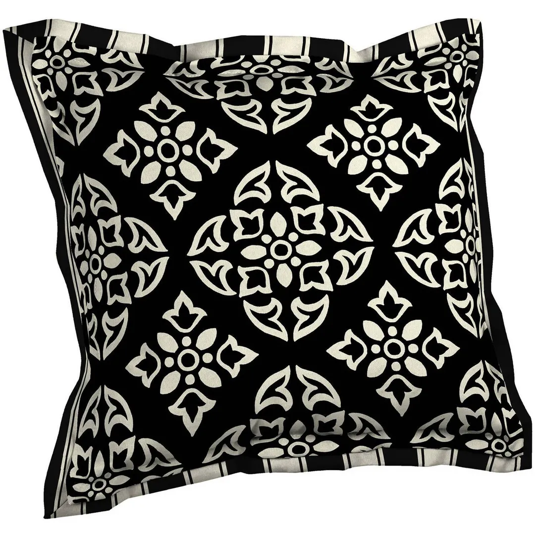 Better Homes & Gardens Black and White Medallion Outdoor Patio Reversible Deep Seat Pillow Back with Flange, 21" L x 23.5" W x 7" H, photo 3 of 5