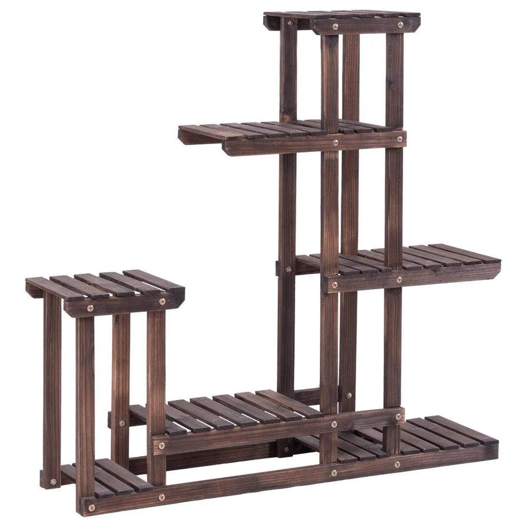 Costway Outdoor Wooden Flower Plant Stand - 6 Shelves, photo 6 of 9