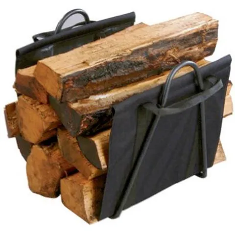 15216 Black Fireplace Log Tote With Steel Stand