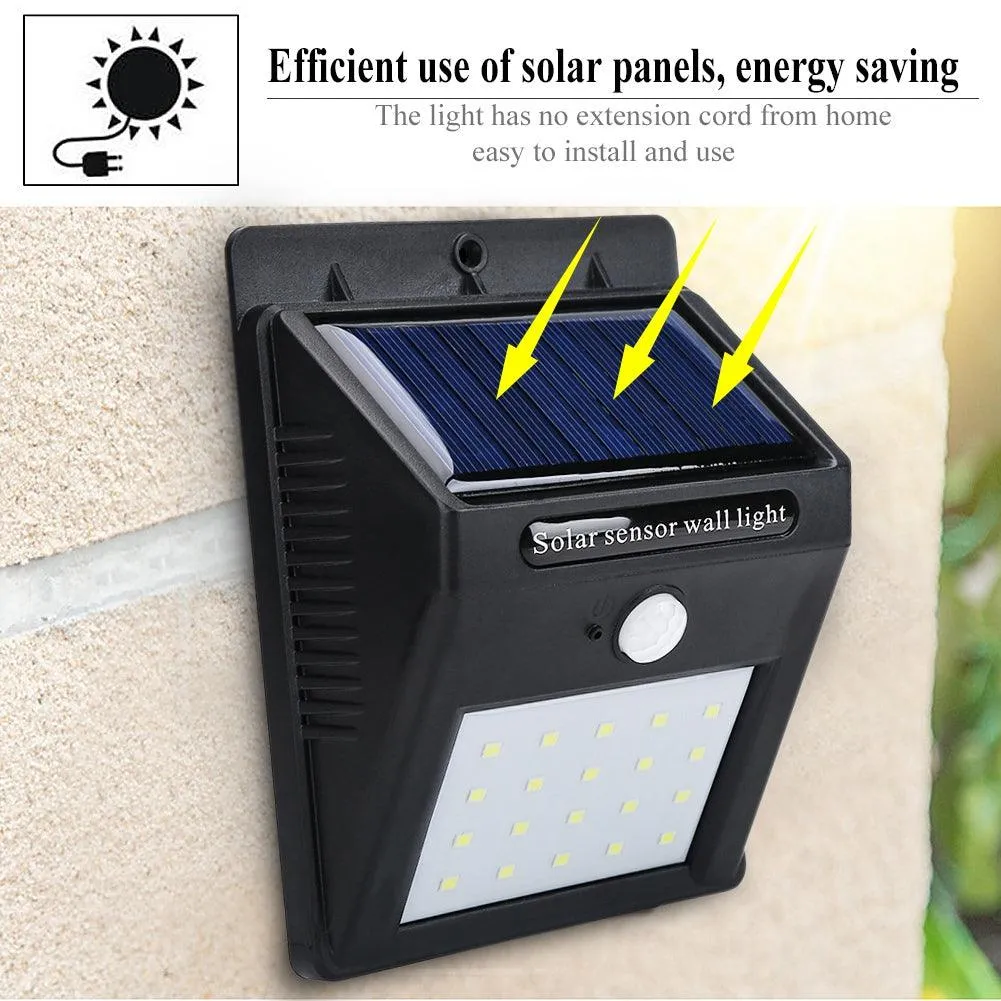 LAFGUR 2 Pack Solar Lights Outdoor Waterproof Wall Light 20 LED Flood Lighting Motion Sensor Auto On/Off Porch Lights for Patio Deck Yard Step Garden, photo 9 of 10