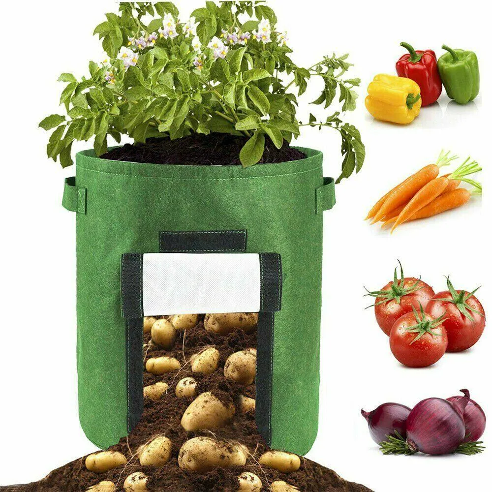 1/2/4 Pack Potato Grow Bags, Planter Bag 5/7 Gallon, Garden Bags for Vegetable, Fabric Planting Pots with Handles, Potato Planter Bag with Access Flap, Breathable Nonwoven Growing Gags, photo 3 of 11