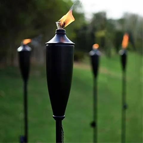 Set of 4 60-inch Citronella Garden Outdoor/Patio Flame Metal Torch -Black Matt