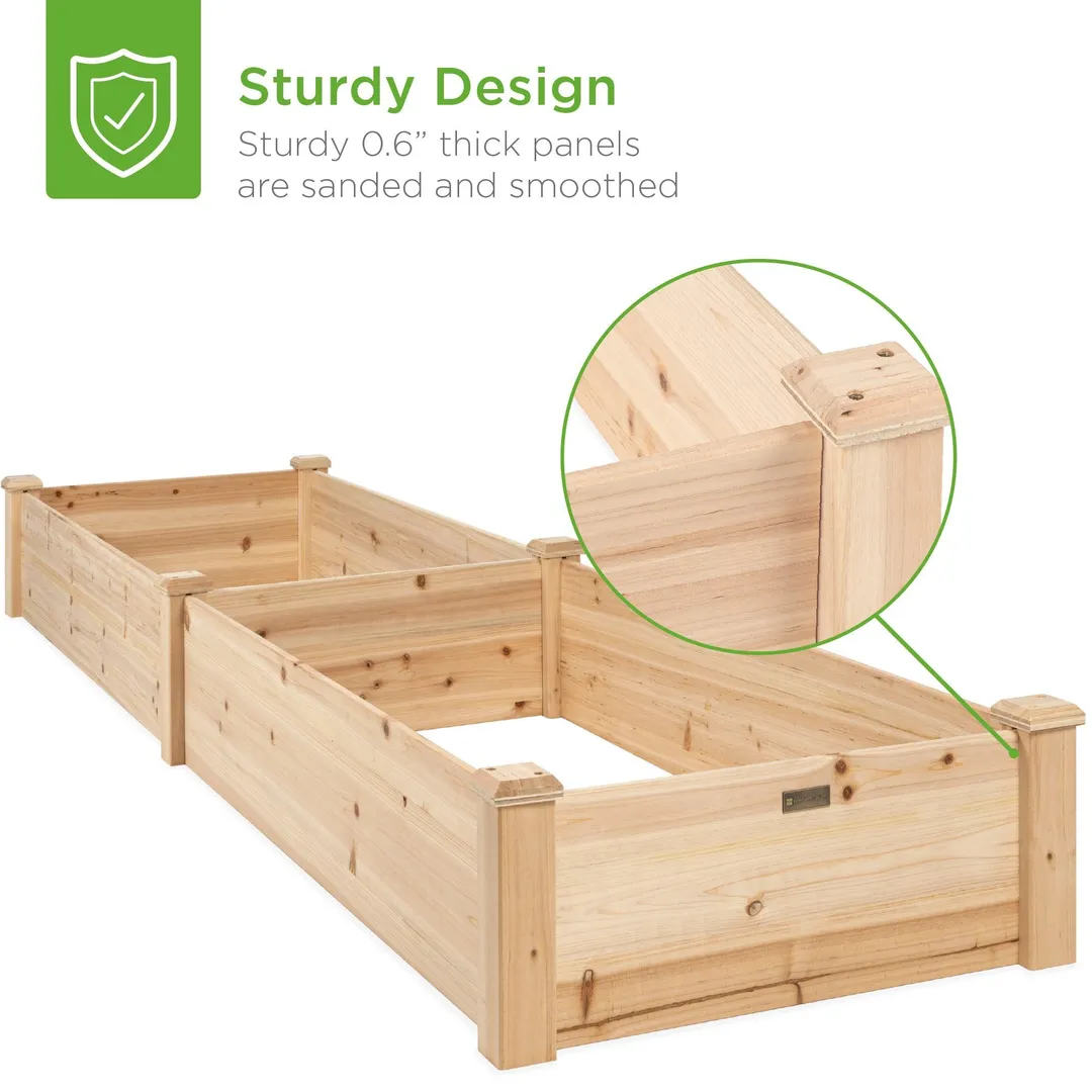 Best Choice Products 8x2ft OutdoorWooden Raised Garden Bed Planter for Grass, Lawn, Yard - Natural, photo 5 of 7