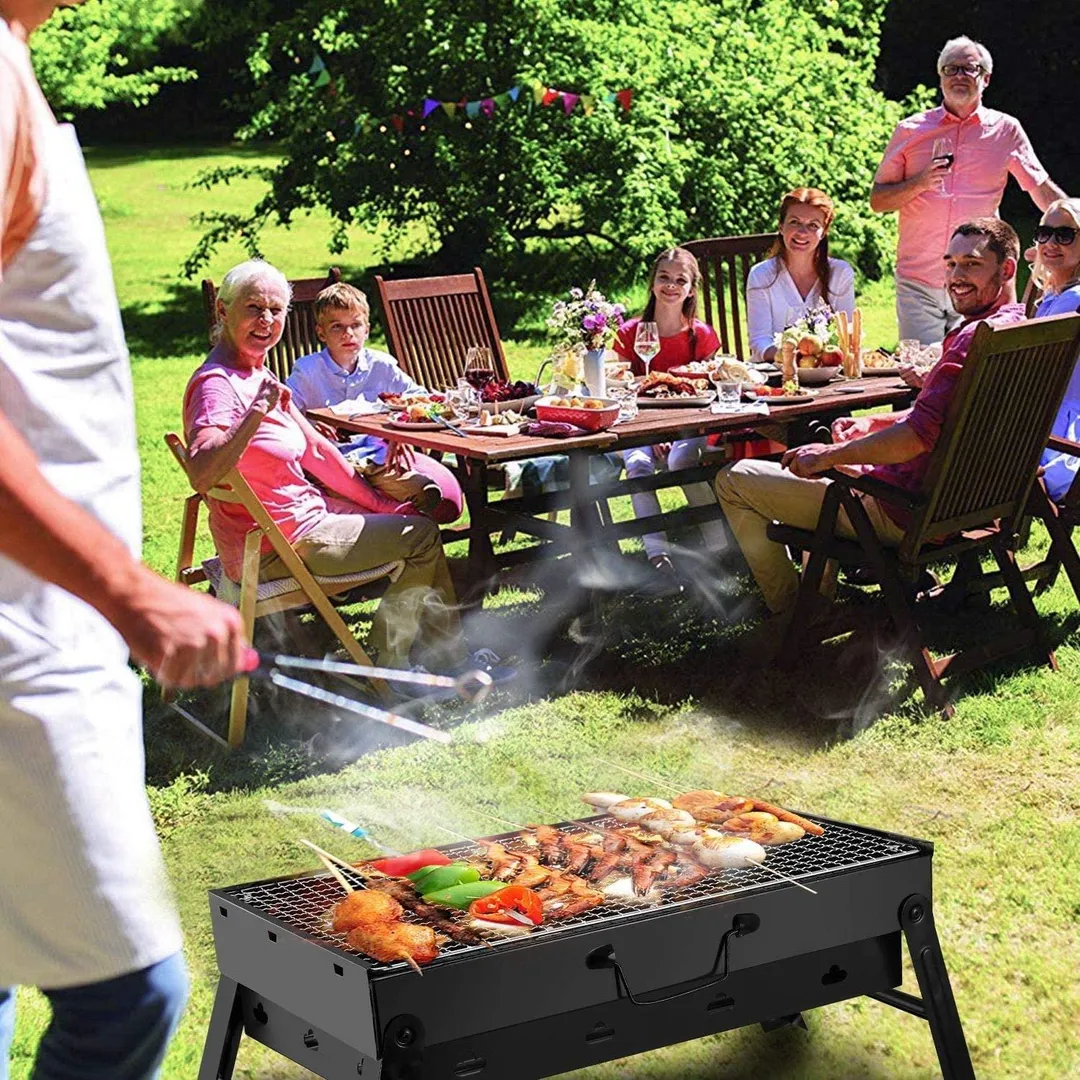Barbecue Charcoal Grill Stainless Steel Folding Portable BBQ Tool Kits for Outdoor Cooking Camping Hiking Picnic Patio Smoker, photo 5 of 8