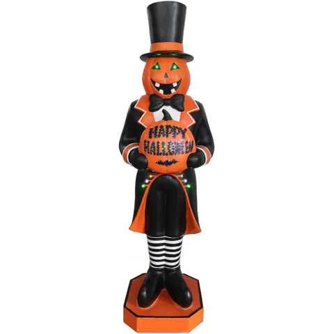 4-Ft. Pre-Lit Halloween Pumpkin Ghost with LED & Fiber Optic Lights