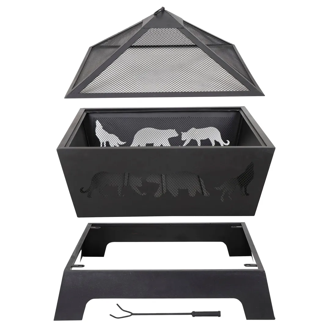 Segawe 26" Metal Iron Pyramidal Guard Fire Pit - Antique Style Burner, Bonus Dacron Weather Cover and Poker, photo 2 of 9