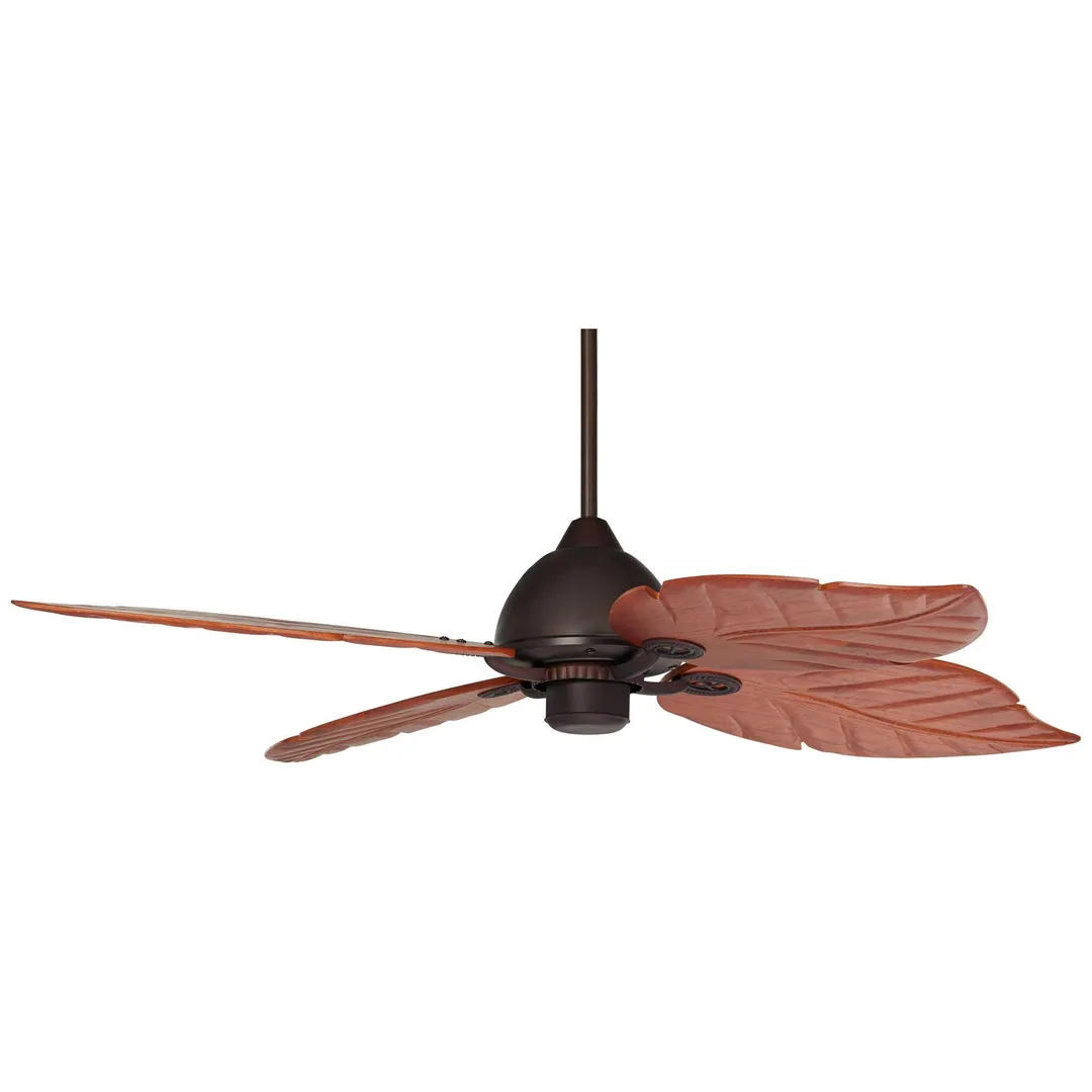 Casa Vieja 60" Casa Vieja Tropical Outdoor Ceiling Fan Oil Rubbed Bronze Walnut Wood Leaves Damp Rated for Patio Porch, photo 5 of 6