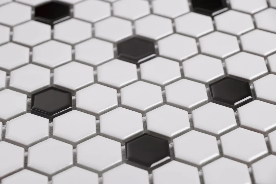 WS Tiles - Value Matte White with Black Dot 11.8 in. x 10.2 in. Porcelain 1" Hexagon Mosaic Floor & Wall Tile (9 sq. ft / Case), photo 5 of 5