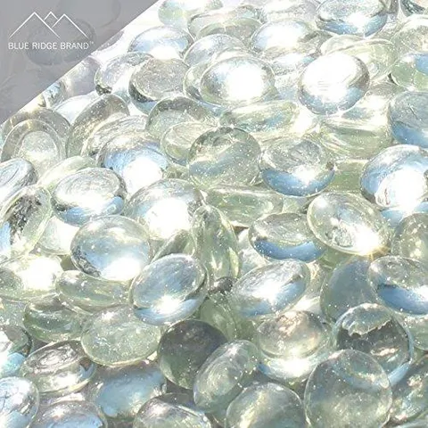 Fire Pit Glass - Crystal Clear Reflective Fire Glass Beads 3/4" - Reflective Fire Pit Glass Rocks - Blue Ridge Brand™ Reflective Glass Beads for Fireplace and Landscaping 3