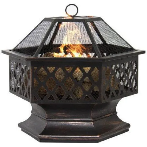 Fire Pit Hex Shaped Patio Outdoor Home Garden Backyard Firepit Bowl Fireplace