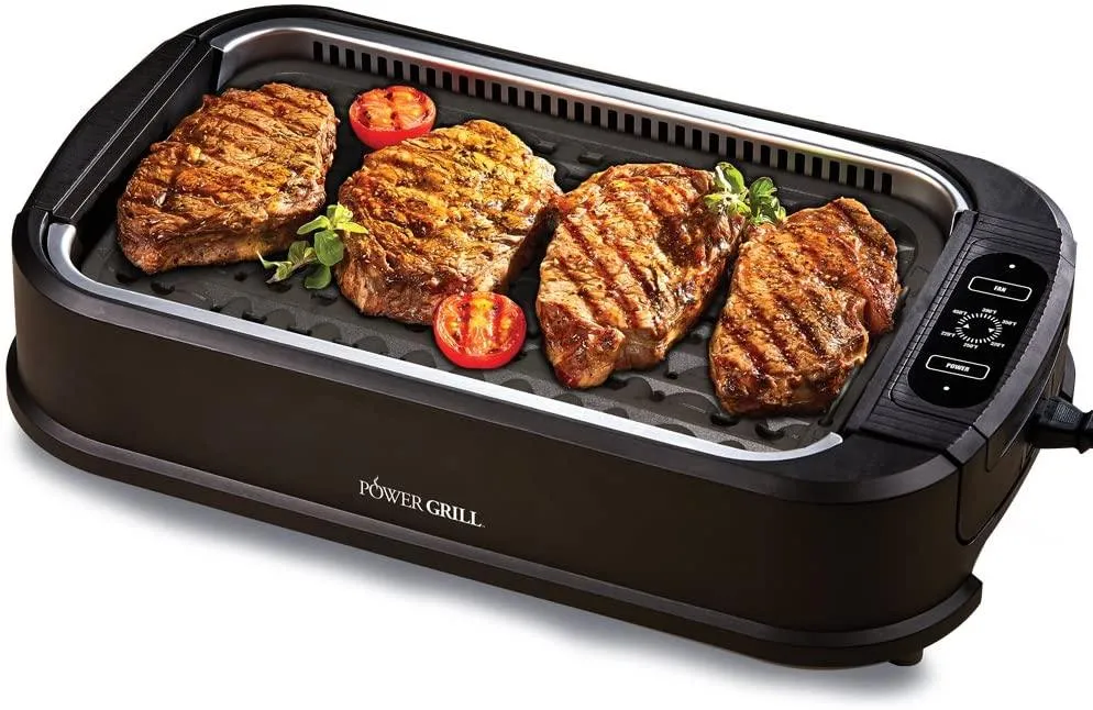 XL Smokeless Electric Indoor Removable Grill and Griddle Plates, Nonstick Cooking Surfaces, Glass Lid, 1500 Watt, 21X 15.4X 8.1, black, photo 2 of 4