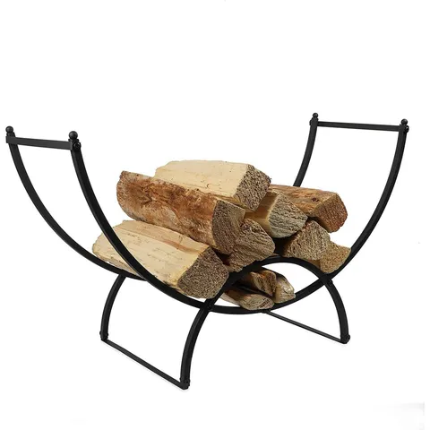 3-Foot Iron Steel Curved Firewood Rack Fireside Log Wood Storage Holder for Indoor Outdoor