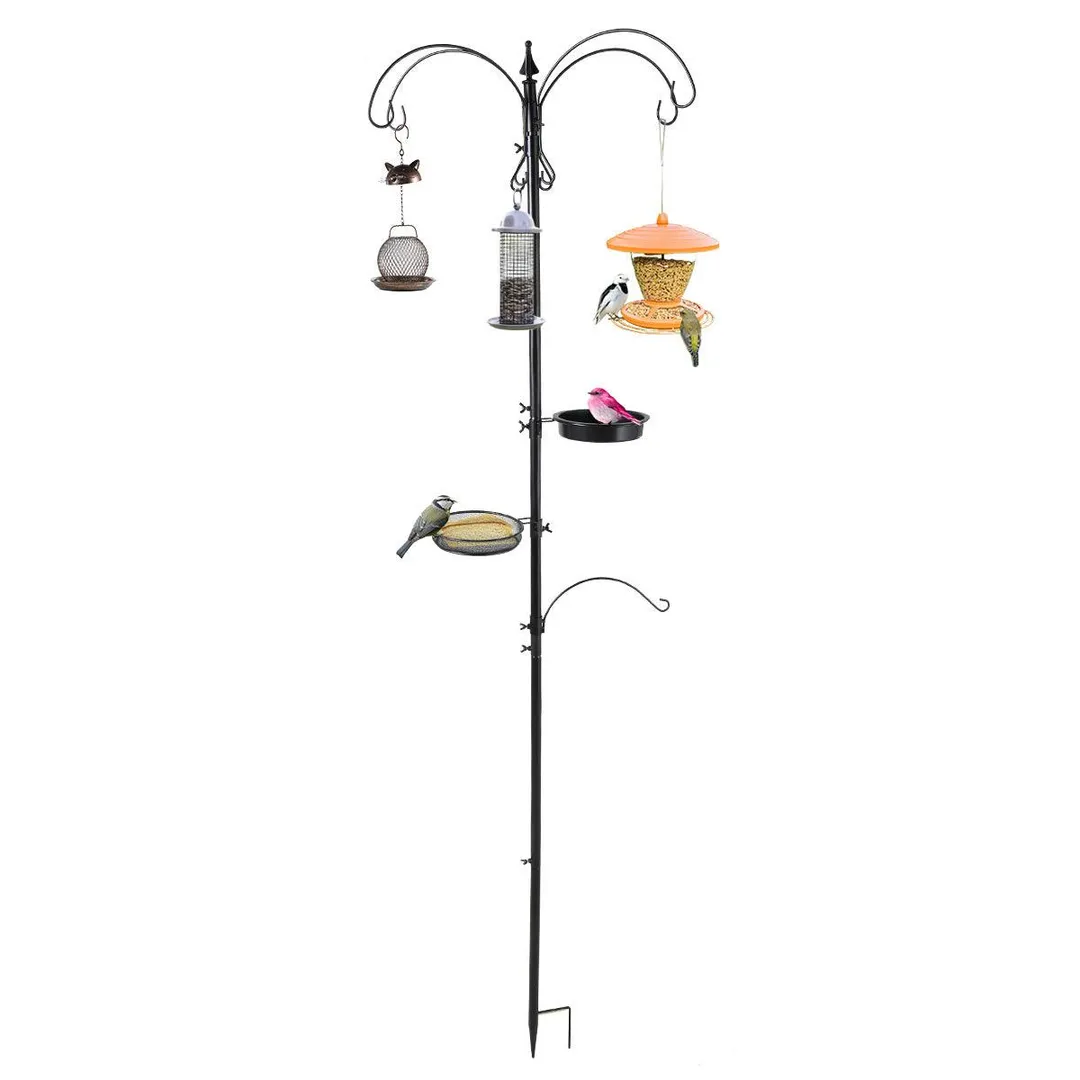 Jaxpety  Bird Feeding Station 84.6" Multi-Feeder Station Hanging Kit w/ Bird Bath，Wild Squirrel Feeding，Black, photo 4 of 14