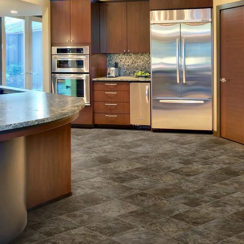 IVC Marina Grey Tile Residential Vinyl Sheet, Sold by 13.2 ft. Wide x Custom Length, photo 2 of 2