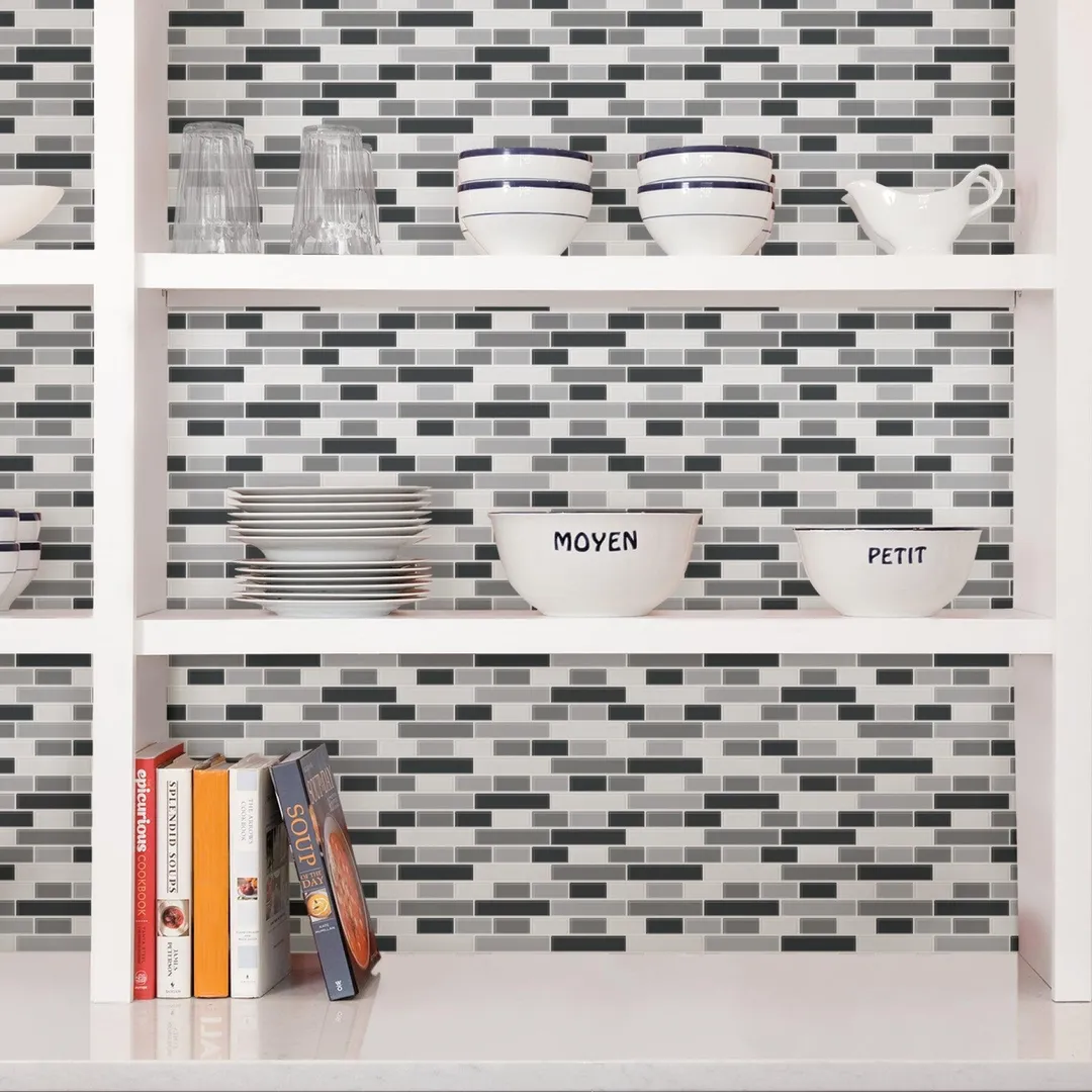 InHome Smoked Glass 10 in. x 10 in. Peel and Stick Resin Backsplash Tiles (4-Pack), photo 5 of 7