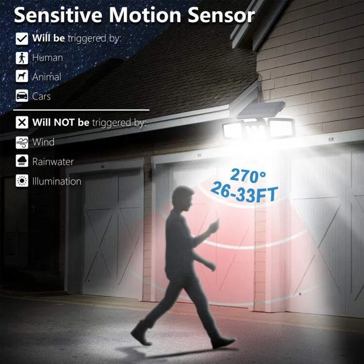 Baloray 3 Pack,2000 Lumen Security Lights,39ft/12 meters Sensor Range 270 Degree PIR Motion Sensor Solar Lights with 3 Adjustable Panels,Waterproof,Solar-Powered,Outdoor Light for Wall,Door,Garden,Patio,Flood, photo 5 of 8