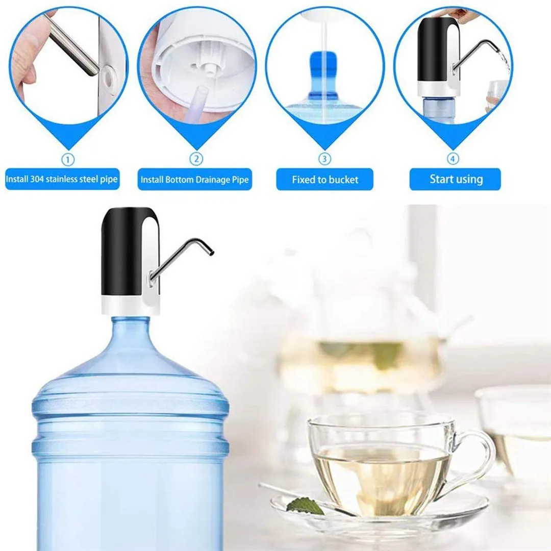 QD Water Pump Dispenser, Automatic Drinking Water Bottle Pump for 1.18-5 Gallon Water Bottle Dispenser USB Charging Portable Water Dispenser With LED Light for Home Kitchen Office Outdoor Use, photo 3 of 6
