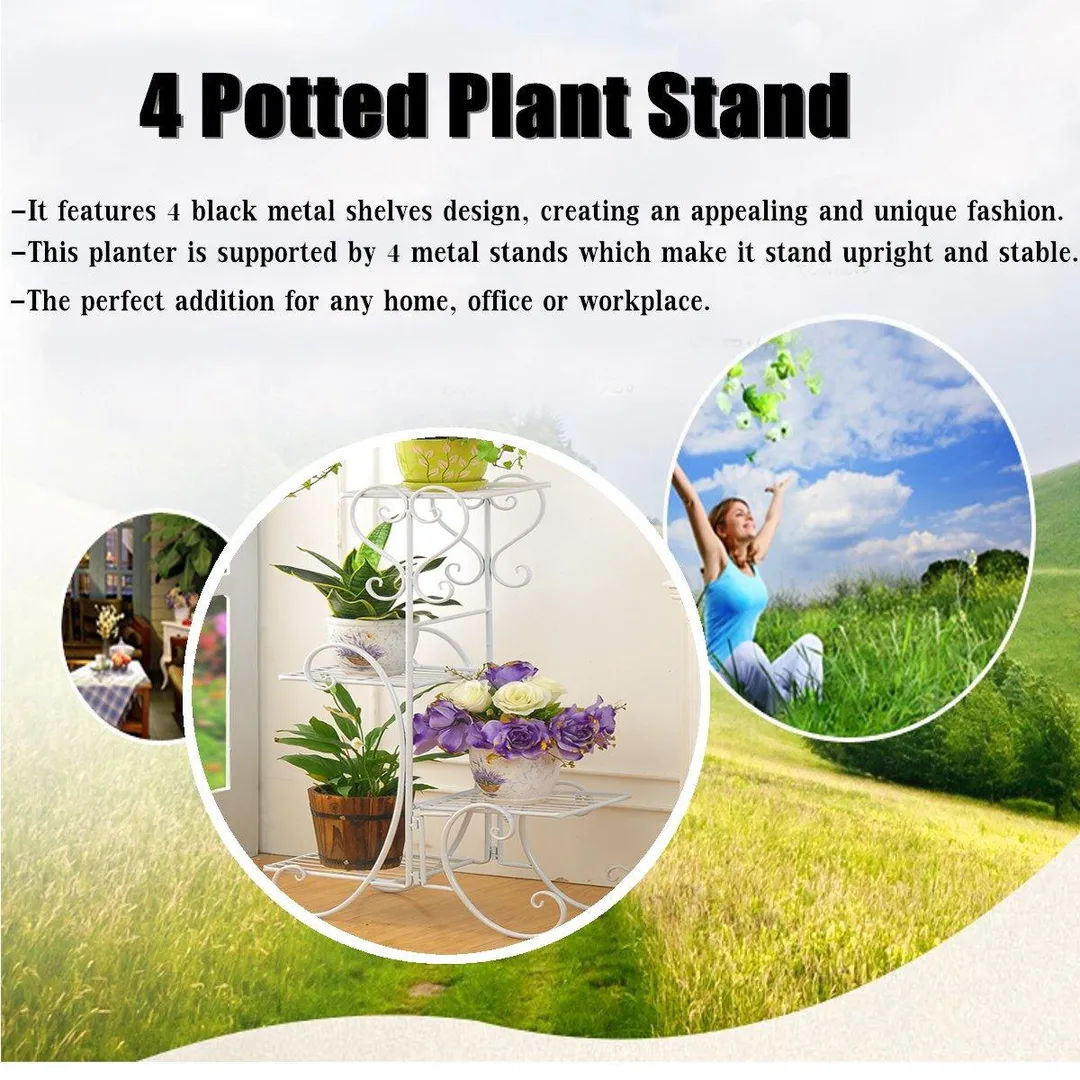 4 Tier/6 Tier Stainless Steel Flower Planter Plant Stand Garden Display Holder Shelf Rack for Home Room Ornaments Indoor Outdoor Patio, photo 2 of 9