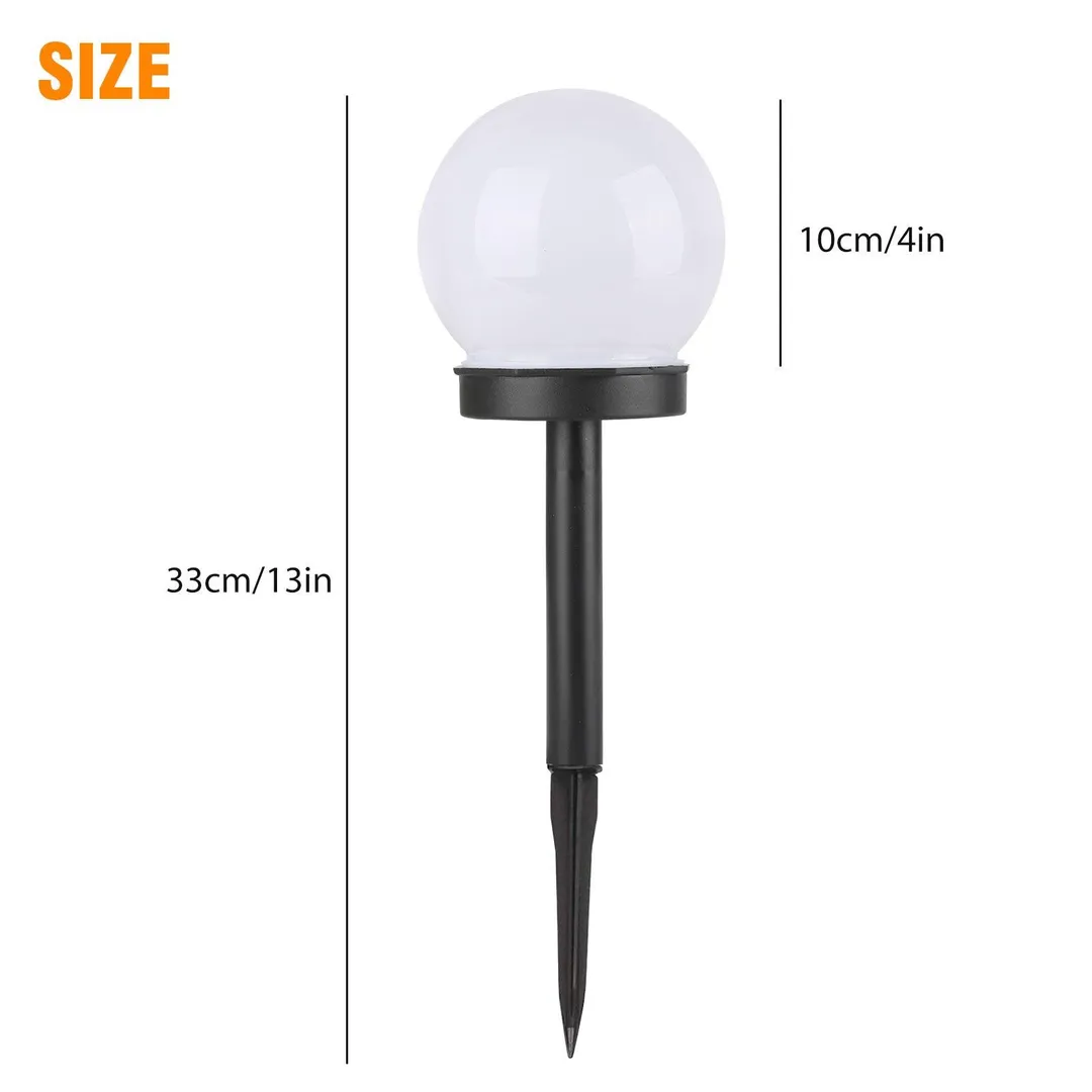 TSV 4/2Pcs Outdoor Solar Lights Ball Lamp, TSV IP55 Waterproof LED Path Light with Auto On/Off Light Sensor, Solar Landscape Lighting for Yard Patio Walkway Pathway Outdoor Garden Path (White/Warm White), photo 8 of 9