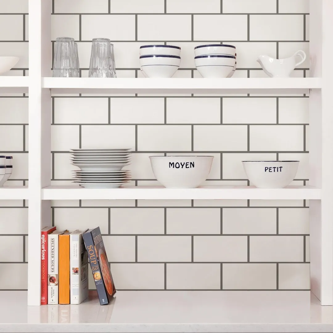 InHome Subway Tile 10 in. x 10 in. Peel and Stick Resin Backsplash Tiles (4-Pack), photo 2 of 8