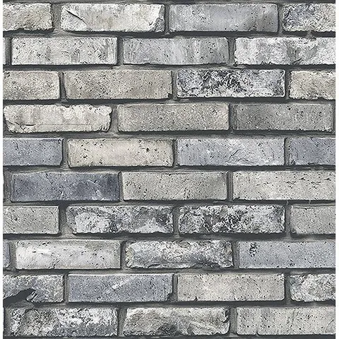 Brewster Painted Grey Brick Wallpaper