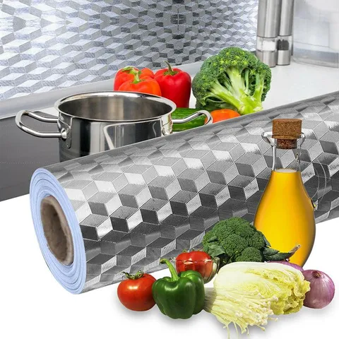 40x100/200/300cm Kitchen Oil-proof Waterproof Stickers Aluminum Foil Stove Cabinet Self Adhesive Wall Sticker DIY Wallpaper