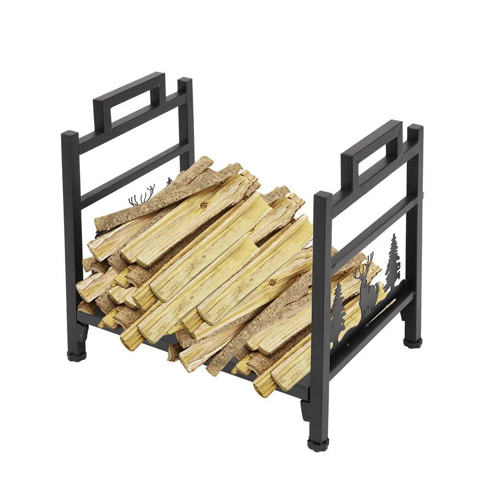 Ktaxon Firewood Log Rack, Wrought Iron Wood Lumber Storage Holder for Fireplace, Heavy Duty Log Storage Bin for Firepit Stove Accessories, photo 3 of 8