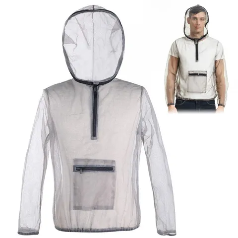 Outdoor Ultralight Mesh Hooded Bug Jacket -mosquito See Through Protectiv