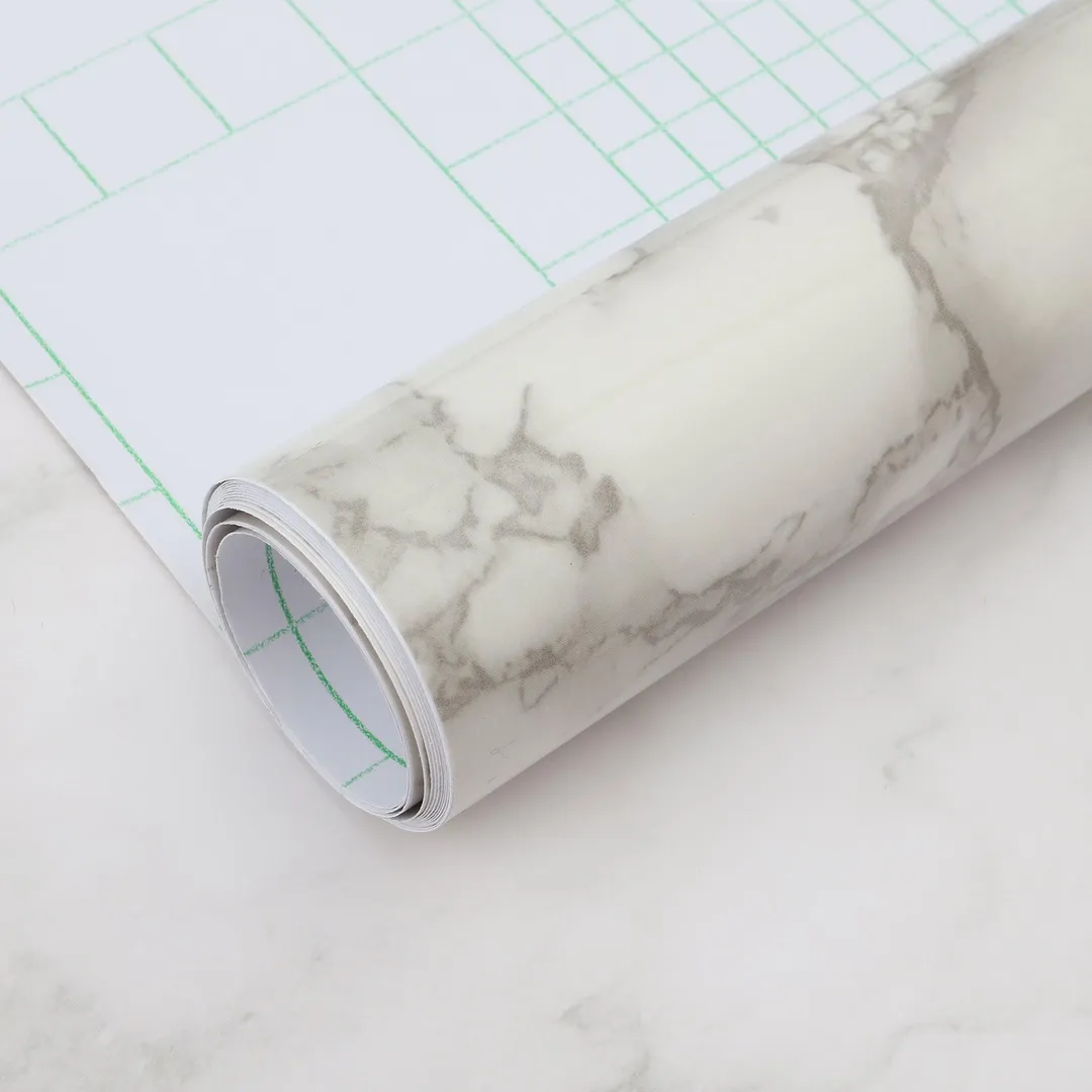 NK HOME 15.7'' x 40'' Marble Paper Granite Gray/White Roll Kitchen countertop Cabinet Furniture is renovated Thick Wallpaper PVC Easy to Remove, Upgrade Wallpaper-White, photo 4 of 8