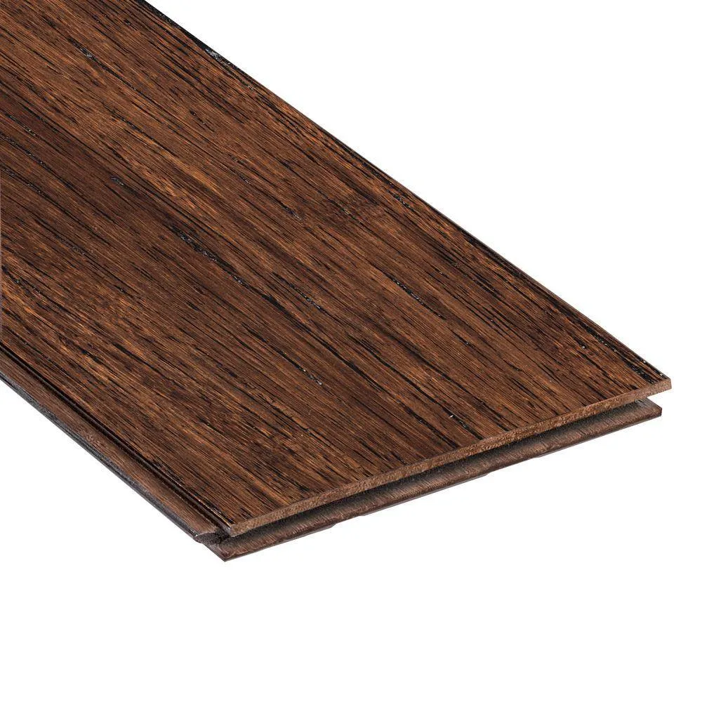 Home Legend Wire Brushed Strand Woven Tobacco 3/8 in. x 3-7/8 in. x 36-1/4 in. Length Solid Bamboo Flooring (23.41 sq. ft. /case), photo 2 of 4