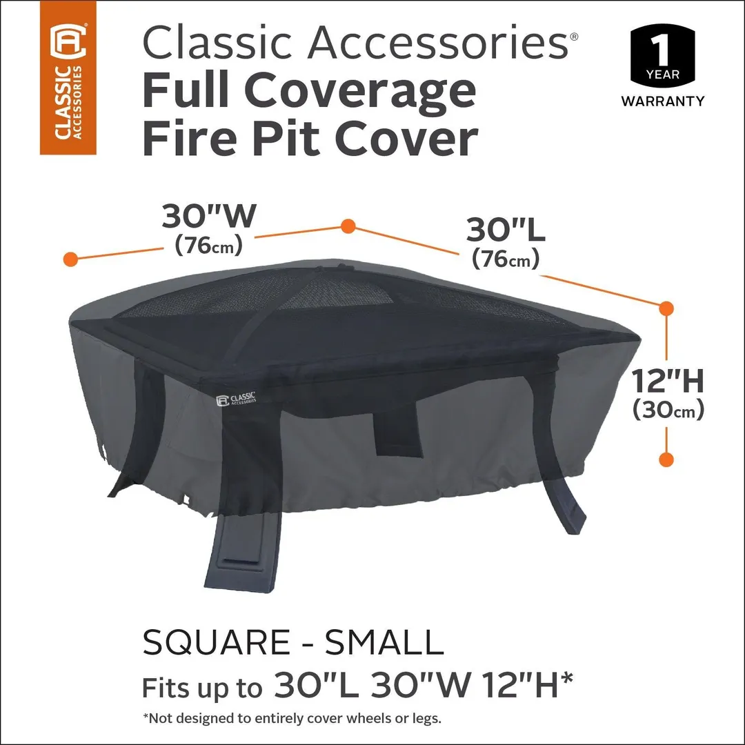 Classic Accessories Water-Resistant 30 Inch Full Coverage Square Fire Pit Cover, photo 3 of 9