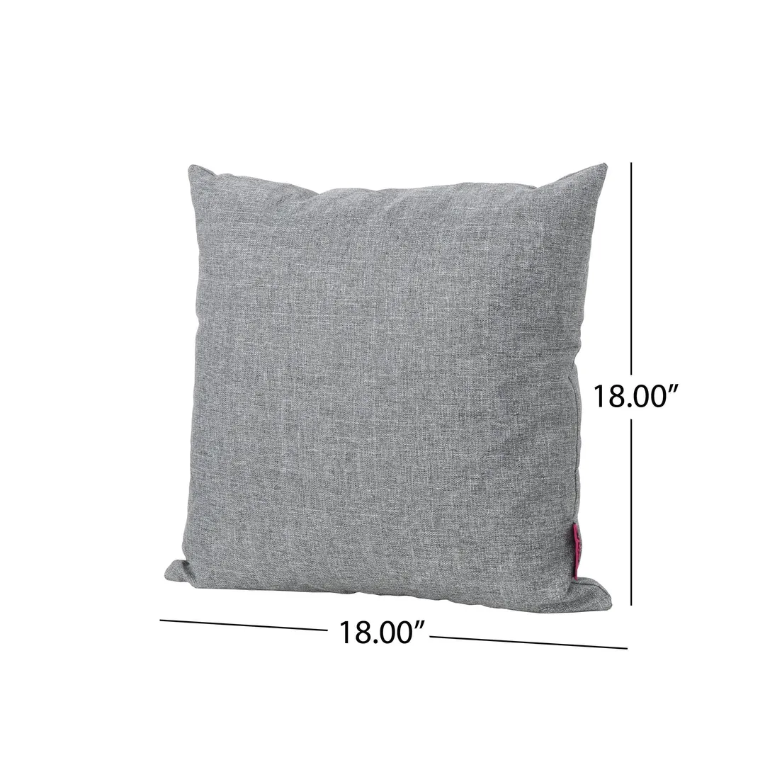 Esme Outdoor Water Resistant Fabric Square Throw Pillow, Set of 2, Grey, photo 4 of 11
