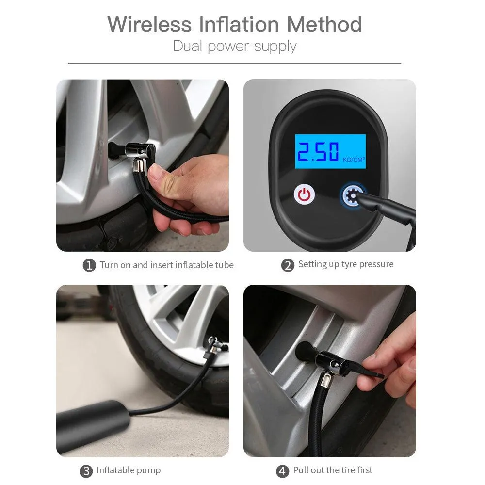 KKmoon Portable Car Air Pumps Electric Tire Inflator Car Bike Pump Auto Car Wireless Inflatable Pump, photo 7 of 7