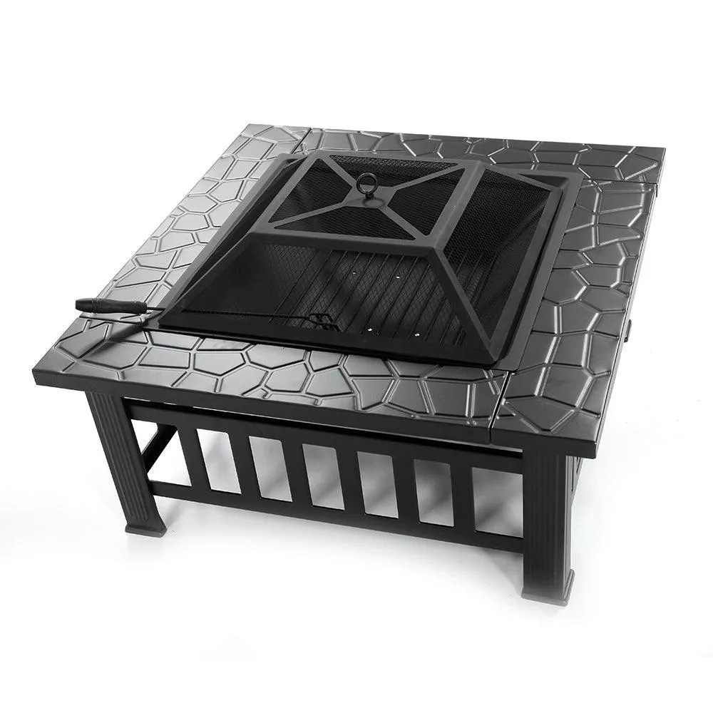 HEMU FASHION Hottest 32'' Wood Burning Fire Pit Table Outdoor Garden BBQ Grill Bonfire Stove w/ Cover, photo 7 of 10