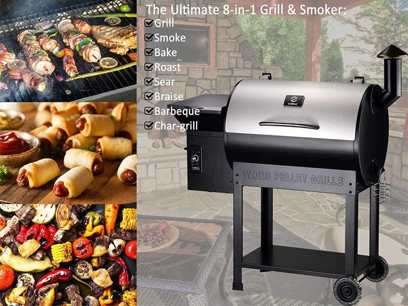 Portable Party Wood Pellet BBQ Grill & Smoker 450 Cooking Area 8-in-1 Grill, photo 6 of 8