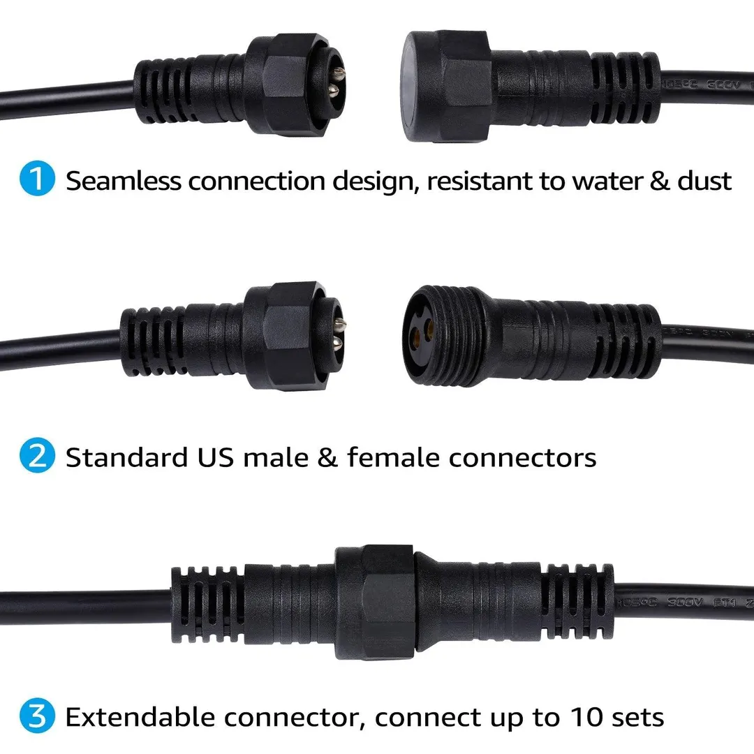 TORCHSTAR 50ft LED Outdoor String Lights, Weatherproof Patio String Light for Party, Restaurant, Garden, Patio Lights, 15 Sockets, 16 Bulbs Included, photo 7 of 9