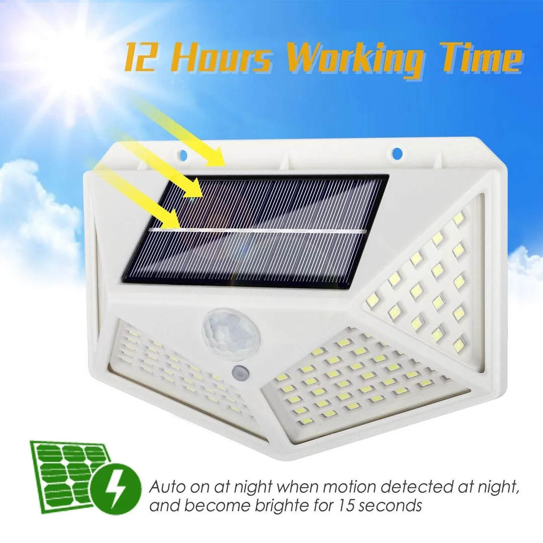 EEEkit Solar Lights Outdoor 100 LED, 3 Working Modes Wireless Motion Sensor Light Wall Lights with 270° Wide Angle, Security Solar Powered Lights for Front Door, Yard, Garage, Garden, Patio, Porch, 1/2 Pack, photo 6 of 9