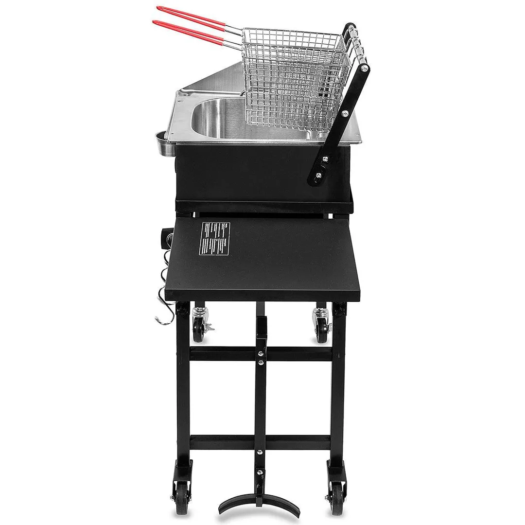 Barton 58,000 BTU Outdoor Gas Propane Double Burner Stove Cook Station Flat Top Griddle & Deep Fryer BBQ Grill Camp Side Table, photo 7 of 7