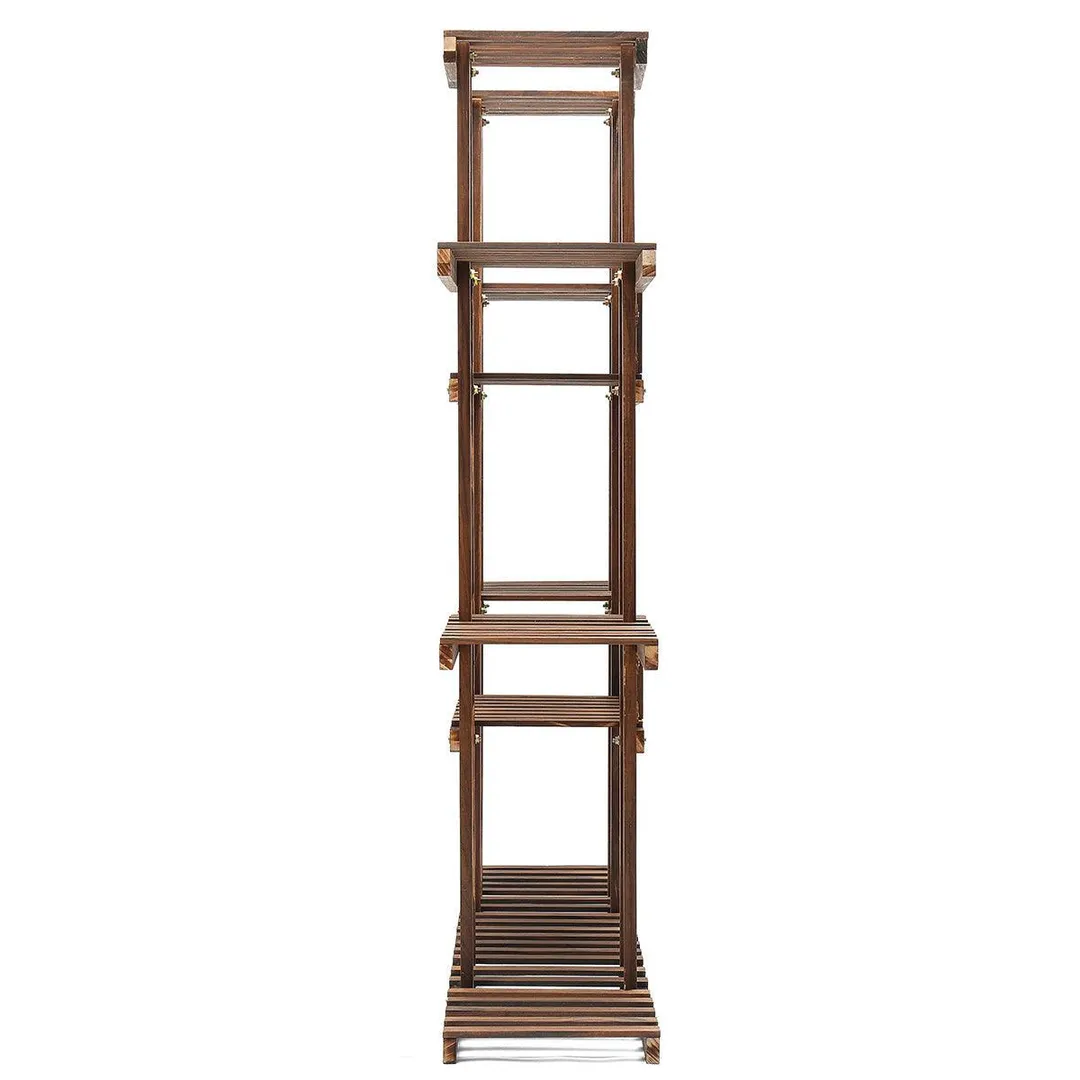 Novashion 9-Tier AUGIENB Wooden Flower Stand Rolling Flower Plant Display Stand Shelf Ladder Stand for Living Room Balcony Patio Yard Indoors & Outdoors Ample for 17 Pots, photo 5 of 8