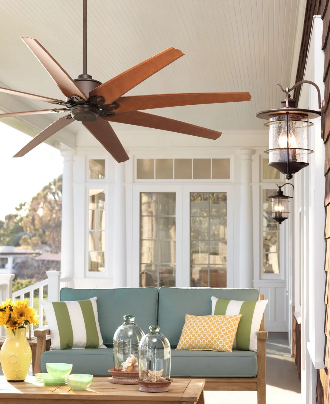 Casa Vieja 72" Casa Vieja Outdoor Ceiling Fan with Remote Control Large English Bronze Cherry Damp Rated for Patio Porch, photo 3 of 8
