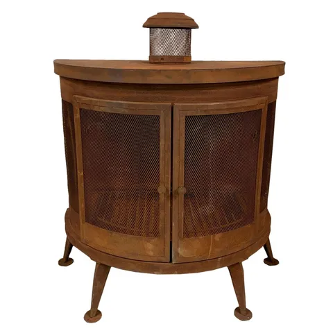 43.5" Brown Rustic Finish Half Round Outdoor Terrace Fireplace