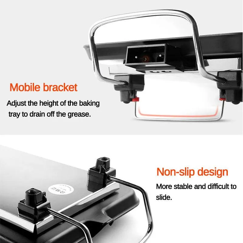 Multifuntional110V Electric Teppanyaki Grill Electric BBQ Grill Non-Stick Barbecue Plate Smokeless Barbecue Machine for Kitchen Indoor Outdoor Camping, photo 6 of 9
