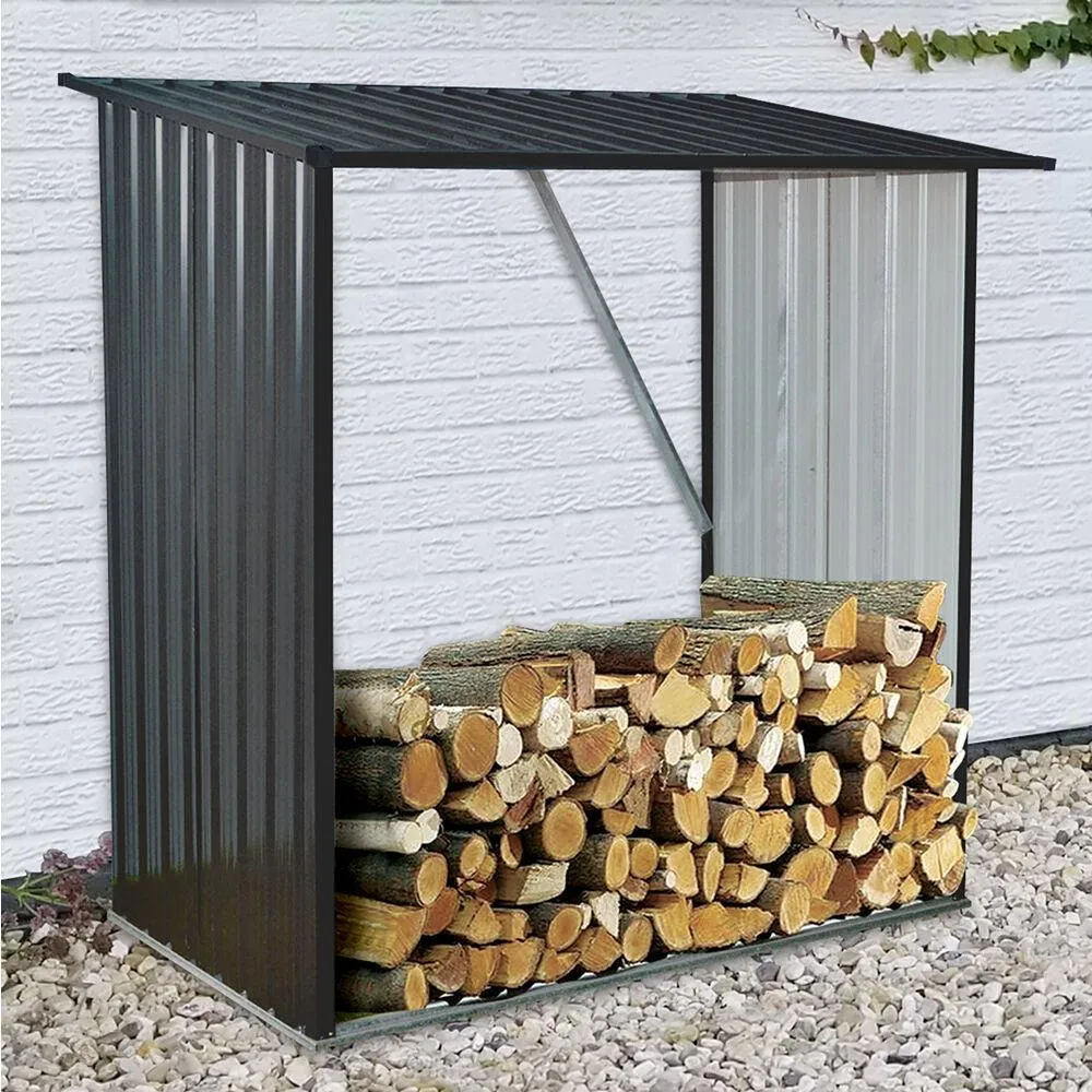 Hanover Indoor/Outdoor Galvanized Steel Firewood Storage Rack Holds up to 55 CU. FT. of Stacked Firewood, photo 8 of 9
