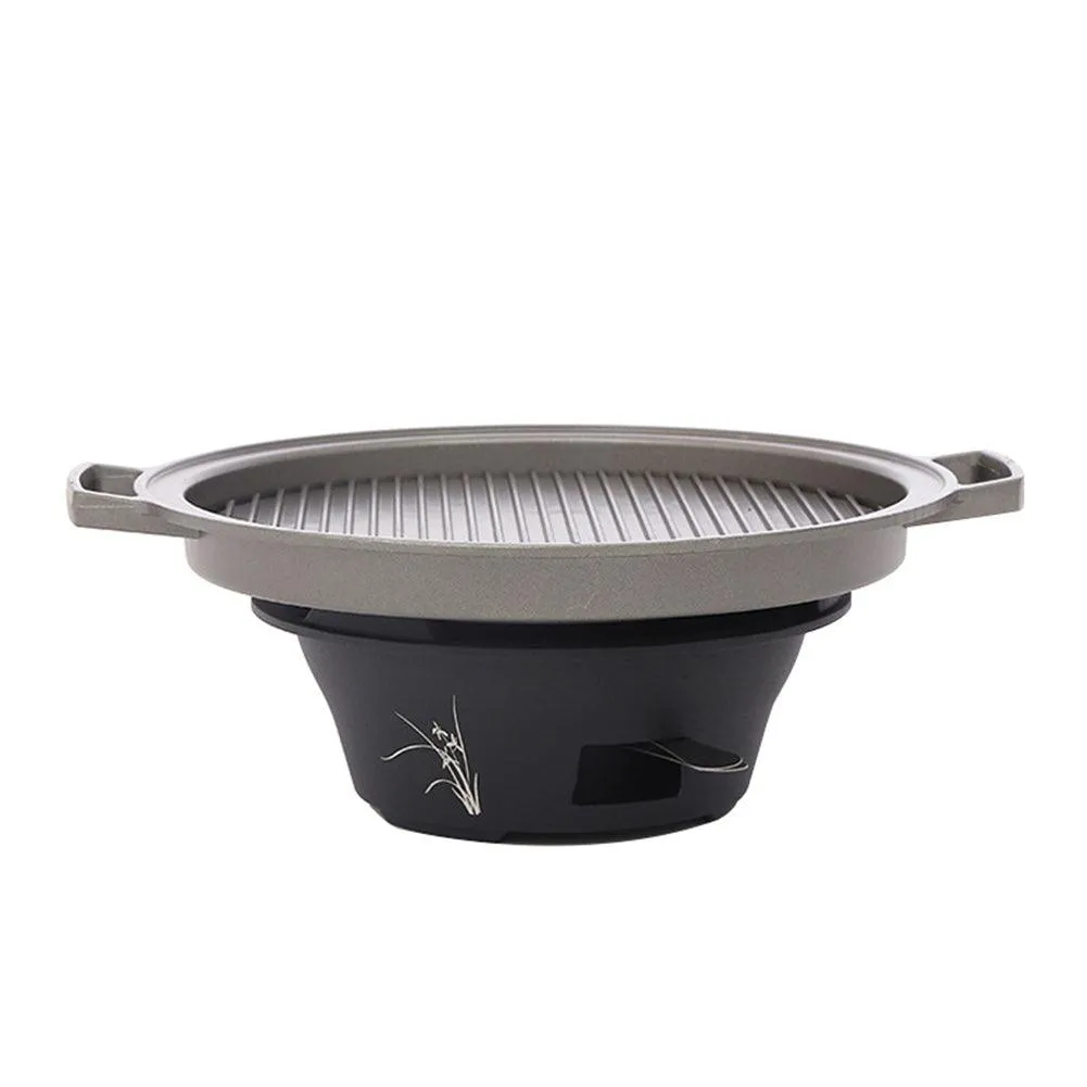Portable Camping Uncovered Alcohol Stove Cast Iron Barbecue BBQ Grill Charcoal Smoker Grill for Outdoor Family Cooking Camping Hiking Picnic, photo 8 of 9