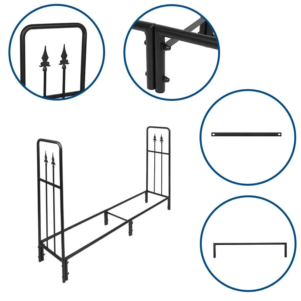 Zimtown Outdoor Firewood Racks Steel Wood Storage Log Rack Holder Black, photo 7 of 7