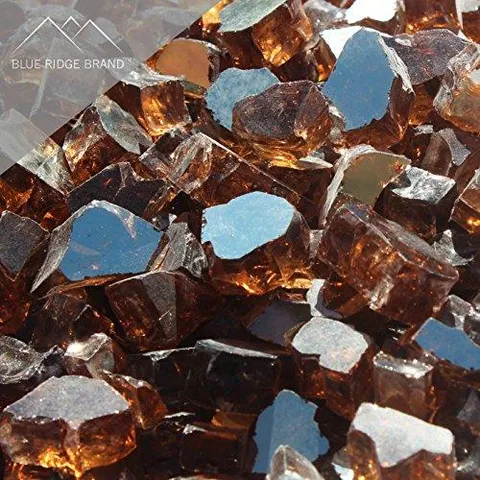 Fire Pit Glass - Copper Reflective Fire Glass 1/2" - Reflective Fire Pit Glass Rocks - Blue Ridge Brand™ Reflective Glass for Fireplace and Landscaping 3