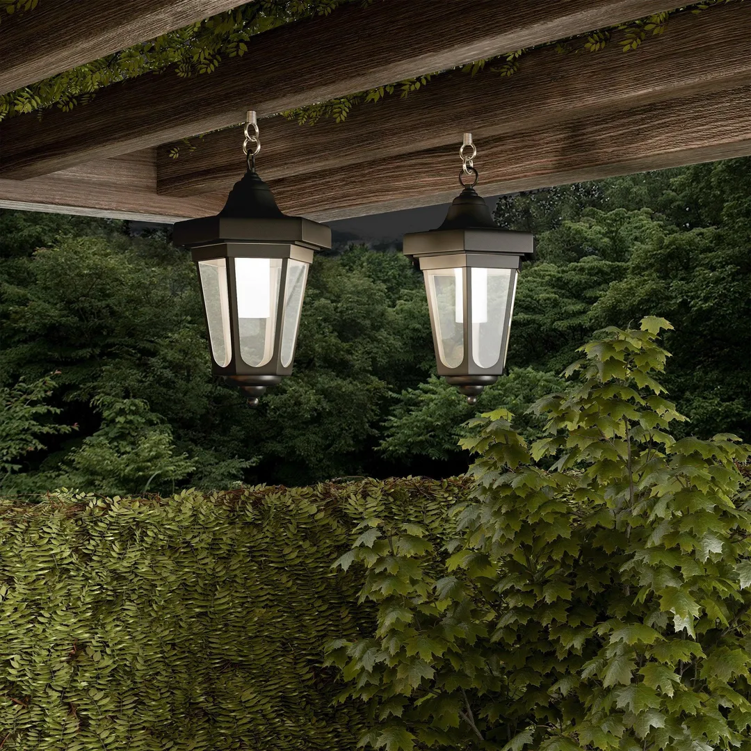 Pure Garden 32" Solar Powered Hanging Coach Lanterns LED Lights by Pure Garden, Set of 2, photo 7 of 8