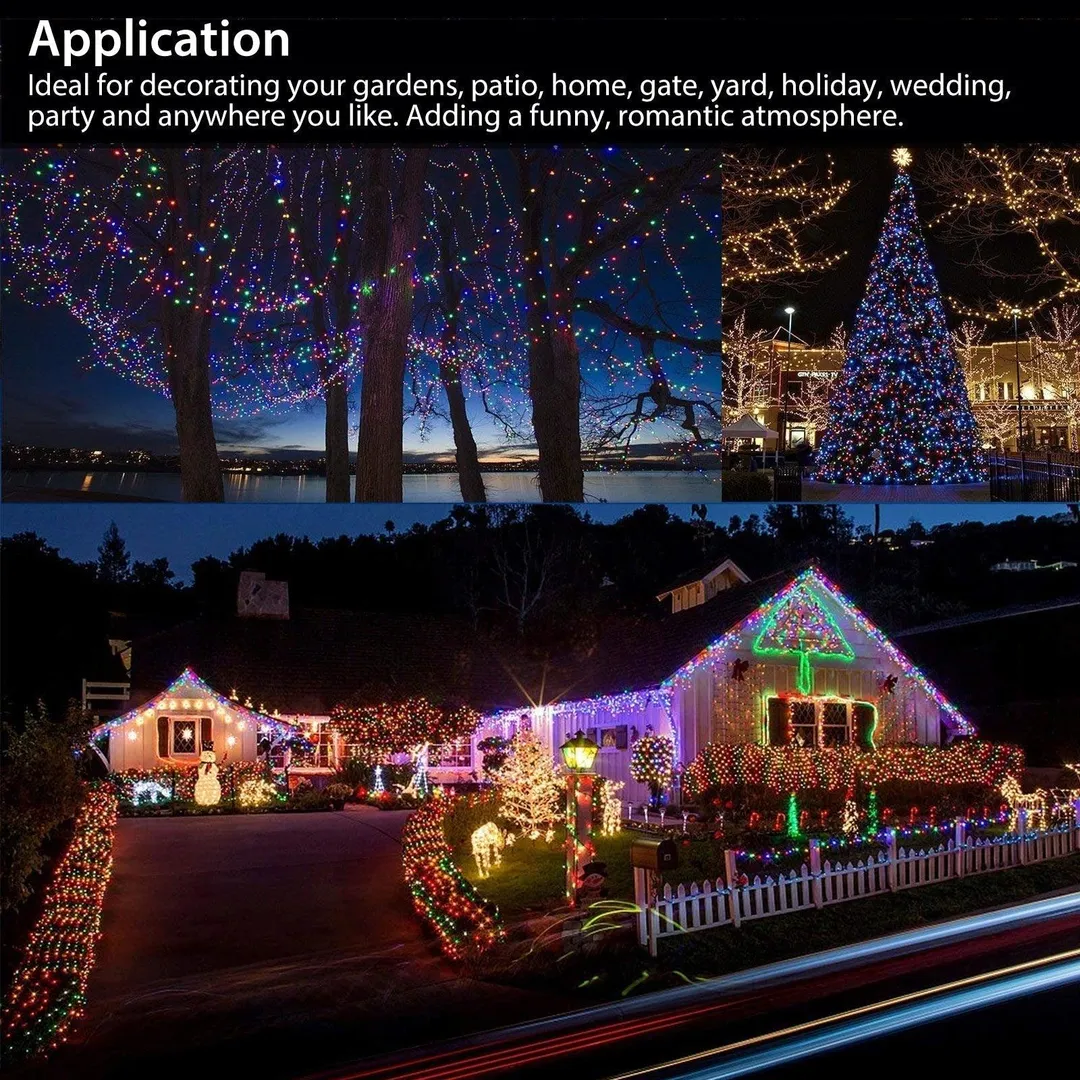 EEEkit 1/2Pcs 78.7ft Outdoor Solar String Lights,240 LED Solar Fairy Lights with 8 Lighting Modes Waterproof, Flexible Copper Wire String Lights,Christmas Decoration for Home Garden Wedding Holiday Party, photo 7 of 9