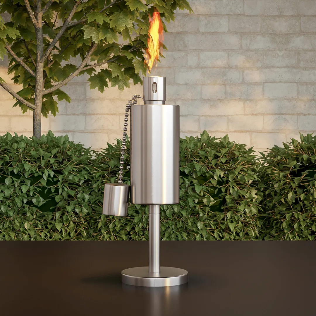 Pure Garden Tabletop Torch Lamp, Stainless Steel, Canister Flame Light, Fiberglass Wick, photo 3 of 6