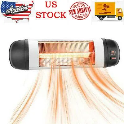 US 1500W Wall Terrace Heater with Remote Control / First Gear / Fake Firewood / Single Color / 1 Quartz Tube